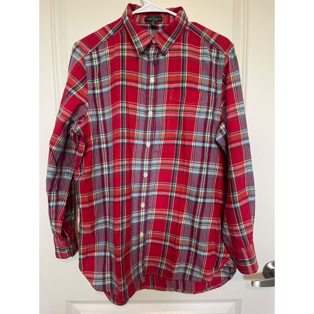 Lauren Jeans Co. Ralph Lauren Red Plaid Button-Up Shirt M 100% Cotton